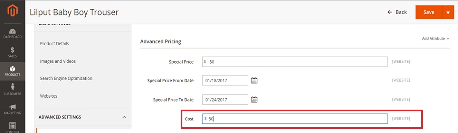 advane-price-cost-price-option