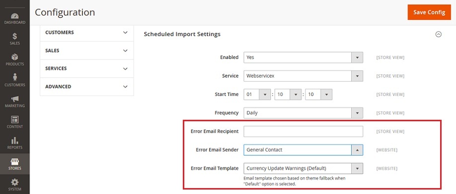 How-to-Setup-Multiple-Currencies-Magento2-Scheduled-import-setting-Error-Email