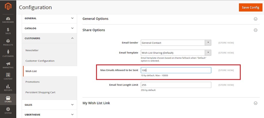 How-to-Configure-Wishlist-in Magento2-Max-Email-Allowed to Sent